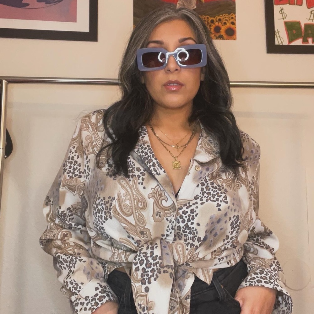 Vintage Alia Animal Print/Paisley Pattern Blouse